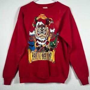 🔥🔥 Vintagege 90’s TAZ Looney Tunes Christmas CREWNECK SWEATSHIRT Size XL